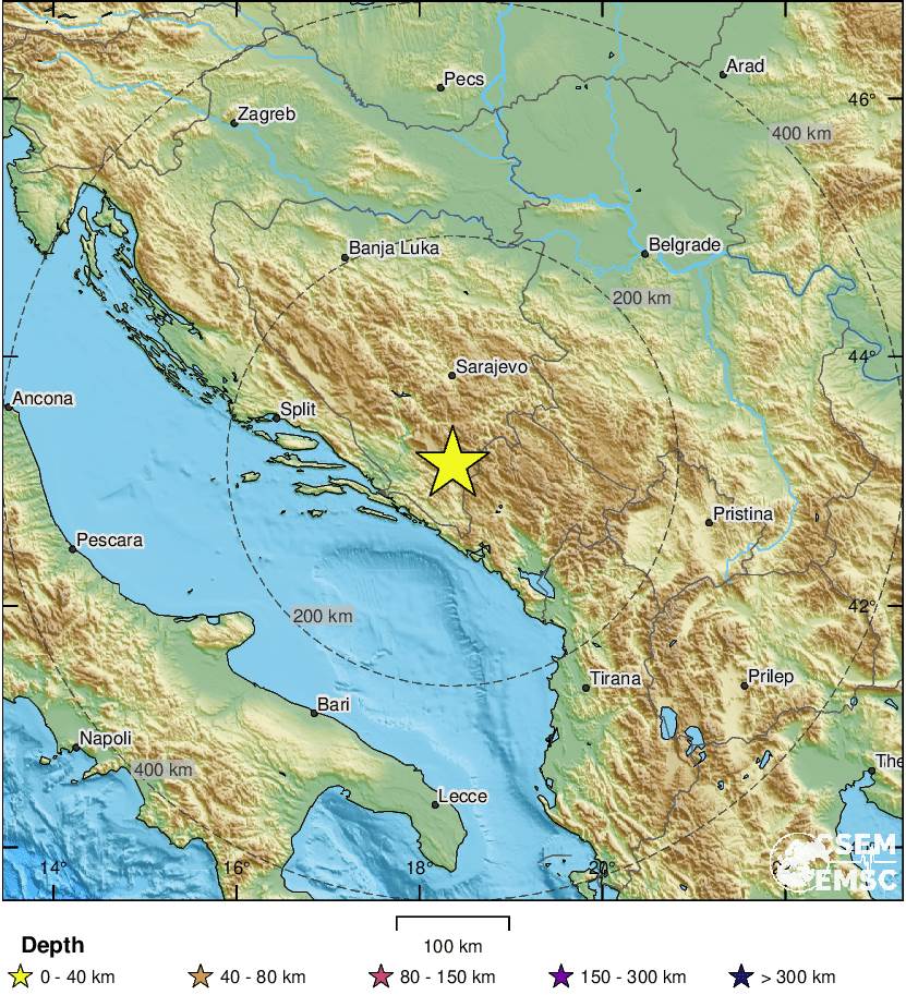 Slabiji zemljotres u Hercegovini, epicentar kod Foče