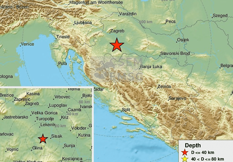 PONOVO ZEMLJOTRES Podrhtavanje tla u više gradova BiH, epicentar u Petrinji