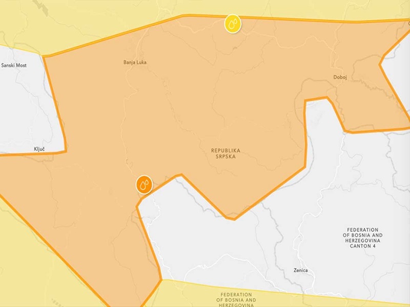 Narandžasti meteoalarm upaljen u Srpskoj, na udaru dva područja 
