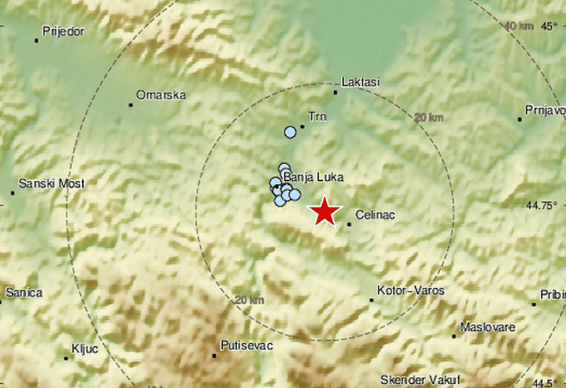 SVE SE TRESLO Epicentar zemljotresa bio osam kilometara jugoistočno od Banjaluke