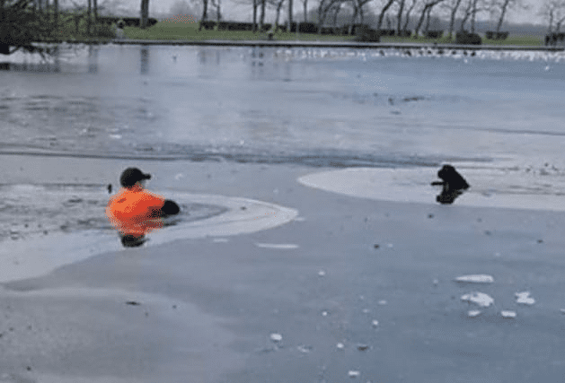 GEST VRIJEDAN DIVLJENJA Prolaznik skočio u zaleđeno jezero da bi izvukao psa