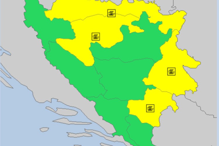Žuto upozorenje za veći dio Srpske