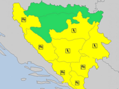 JAK VJETAR I GRMLJAVINA Za veći dio Bosne i Hercegovine na snazi žuti meteoalarm