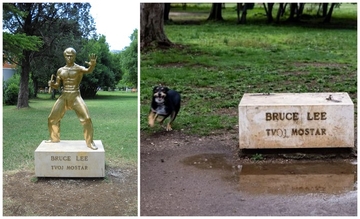 Od Brusa Lija ni traga ni glasa, Mostarci ostavljali svijeće na mjestu gdje je bio spomenik