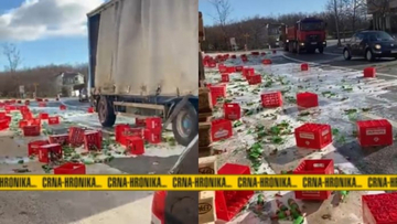 NAJCRNJA HRONIKA Iz kamiona ispale gajbe pune piva (VIDEO)