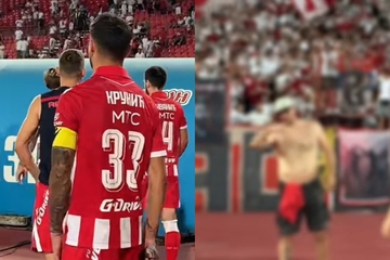 Navijači Crvene zvezde okrenuli leđa Kruniću i saigračima, otjerali su ih ispred sjeverne tribine